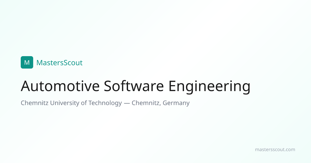 Automotive Software Engineering at Chemnitz University of Technology ...