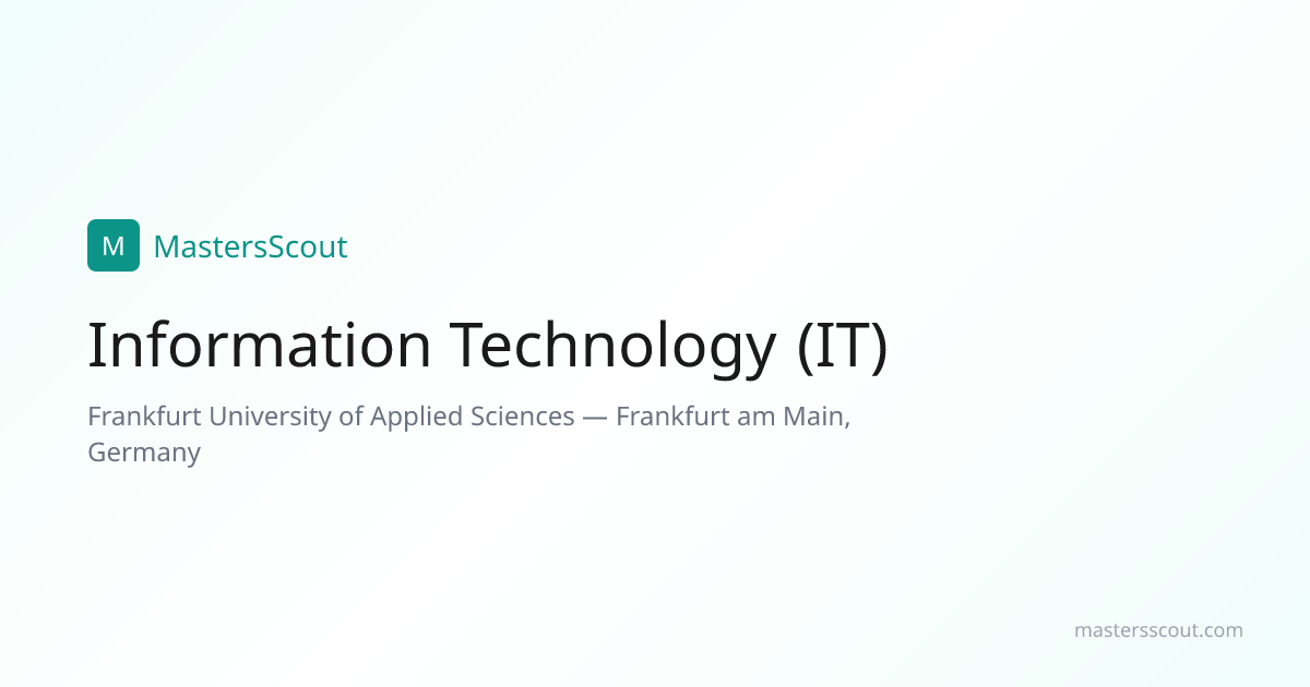 Information Technology (IT) at Frankfurt University of Applied Sciences ...