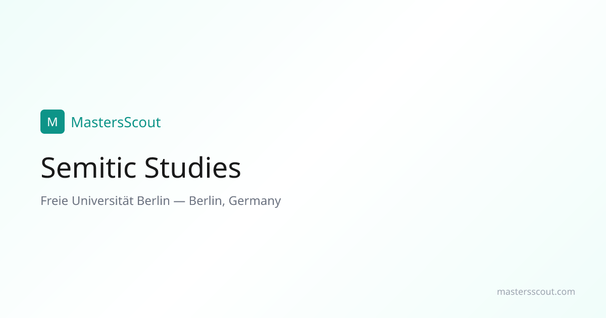 Semitic Studies at Freie Universität Berlin — English-Taught Master's ...