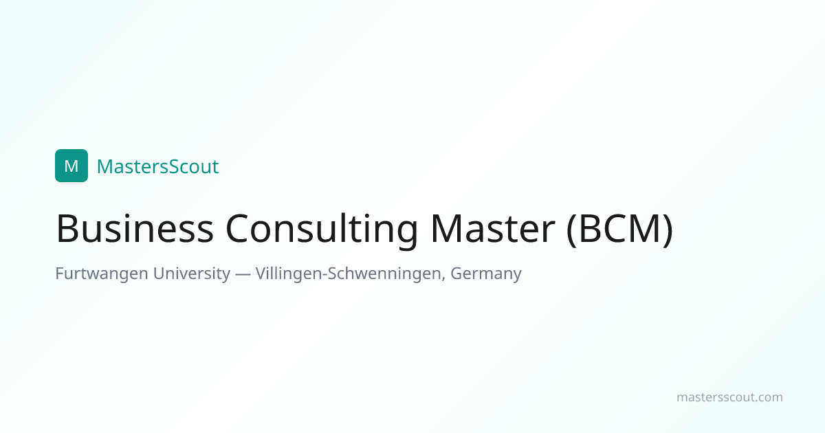 Business Consulting Master (BCM) at Furtwangen University — English ...