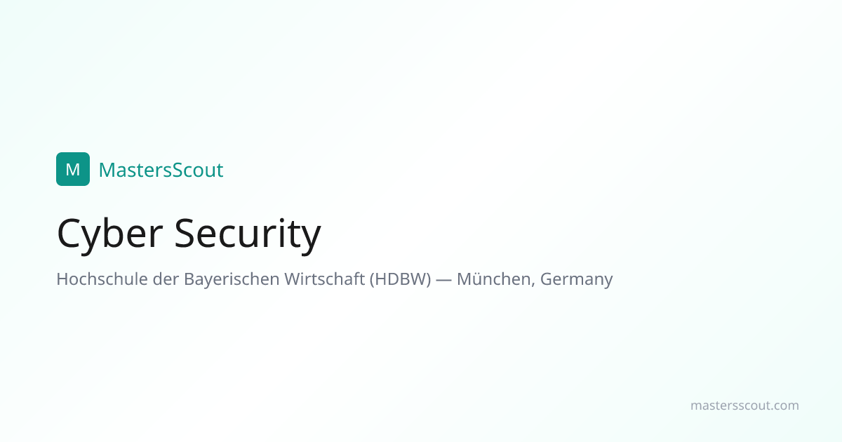 Cyber Security at Hochschule der Bayerischen Wirtschaft (HDBW ...