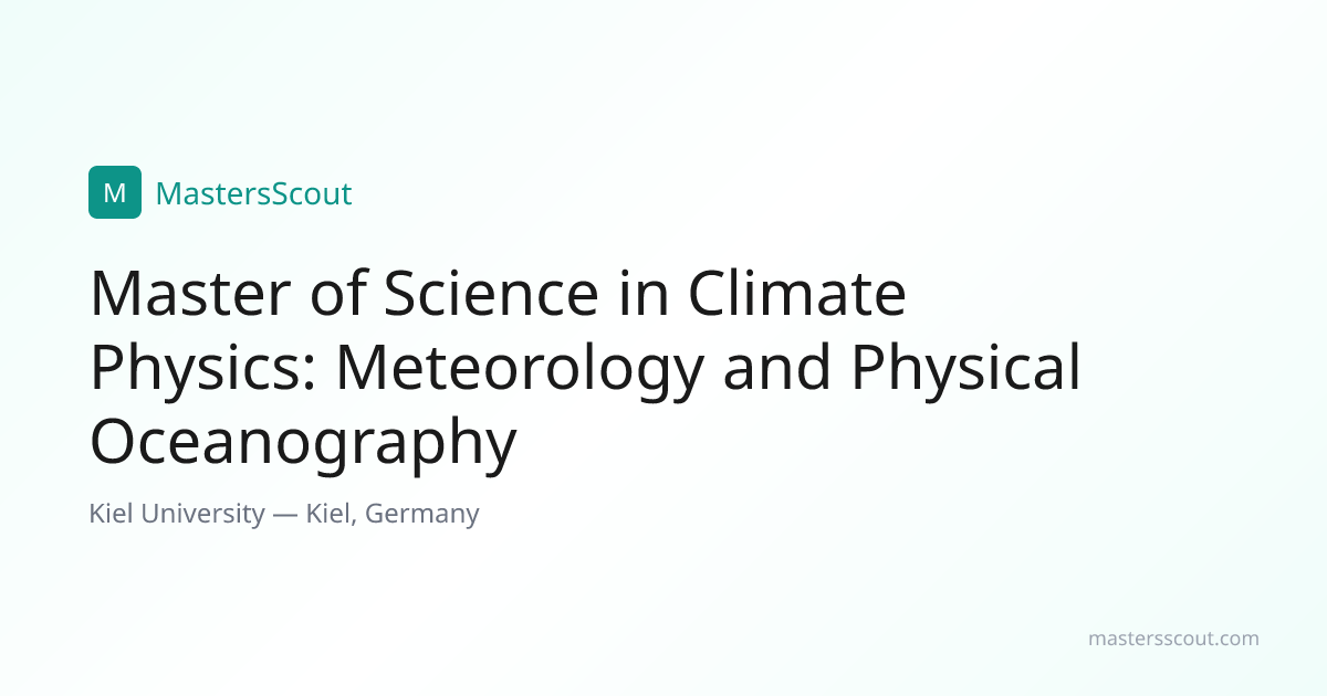 Master of Science in Climate Physics: Meteorology and Physical ...