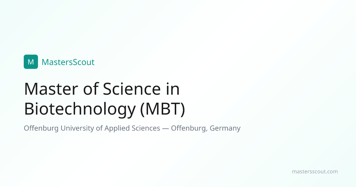 Master of Science in Biotechnology (MBT) at Offenburg University of ...