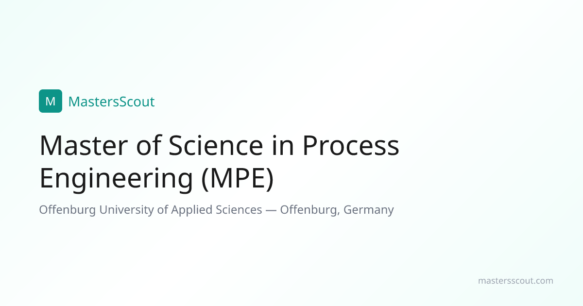 Master of Science in Process Engineering (MPE) at Offenburg University ...