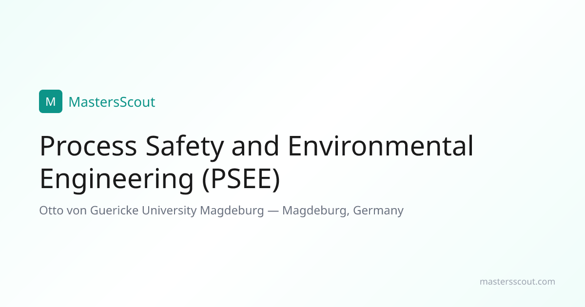 Process Safety and Environmental Engineering (PSEE) at Otto von ...