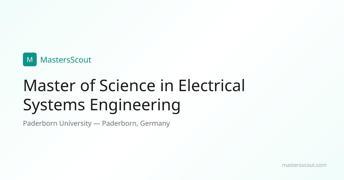 Master of Science in Electrical Systems Engineering at Paderborn ...