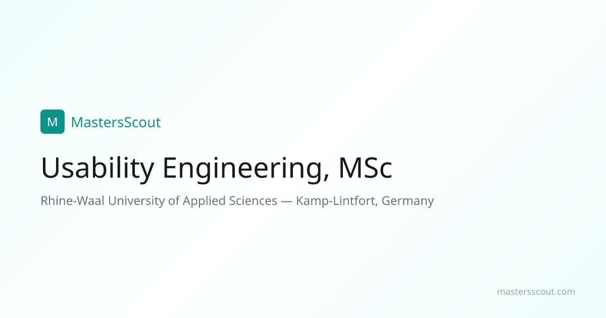Usability Engineering, MSc at Rhine-Waal University of Applied Sciences ...