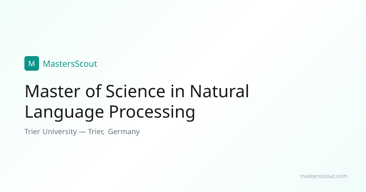Master of Science in Natural Language Processing at Trier University ...