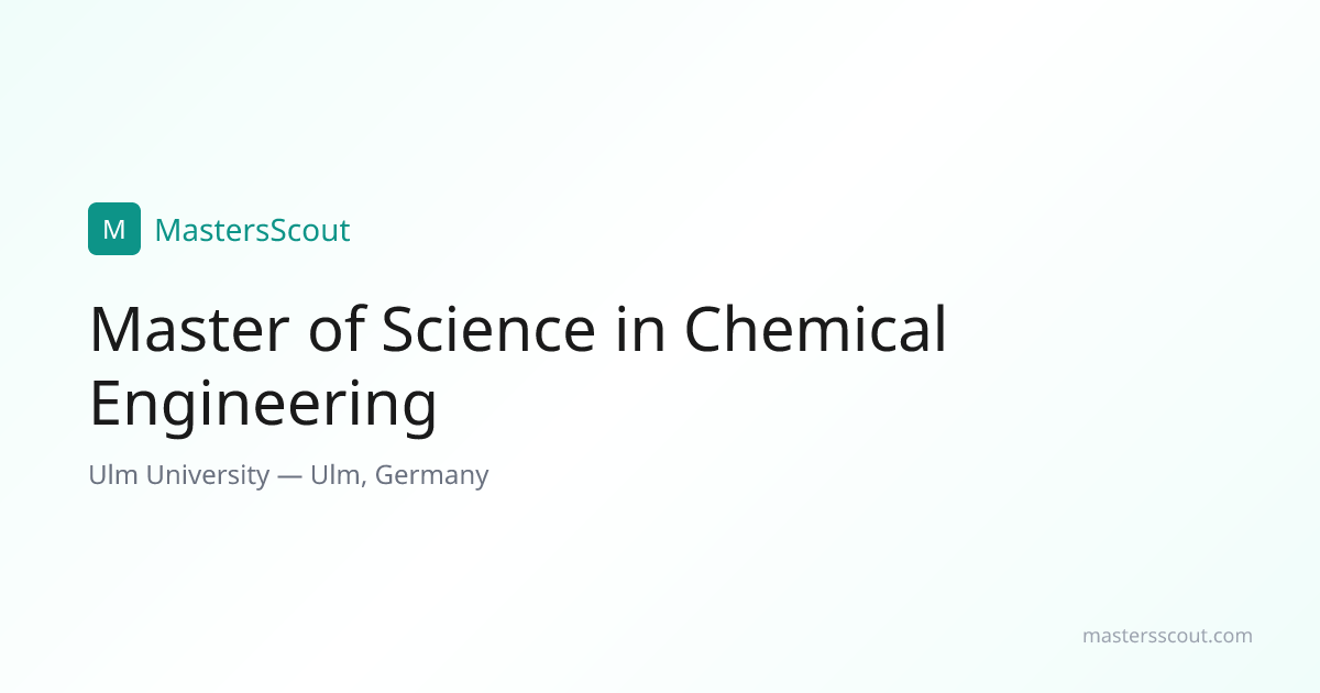 Master of Science in Chemical Engineering at Ulm University — English ...