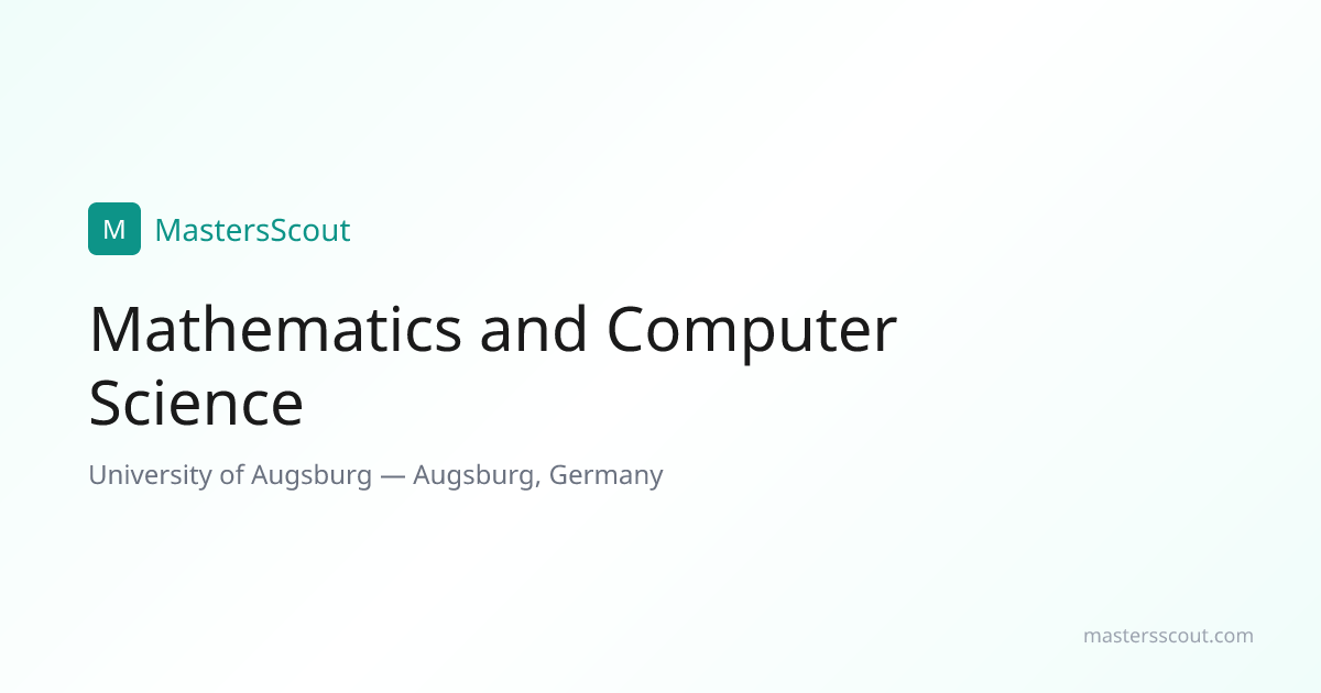 Mathematics and Computer Science at University of Augsburg — English ...
