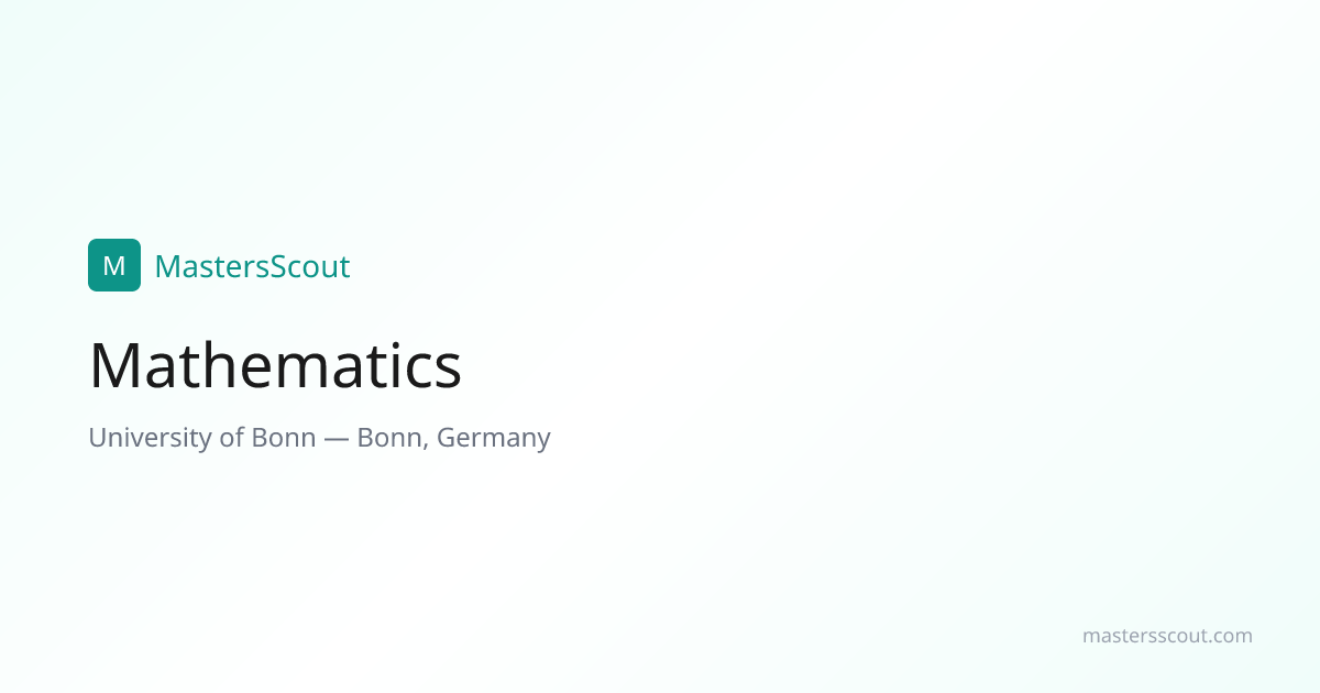 Mathematics at University of Bonn — English-Taught Master's | MastersScout