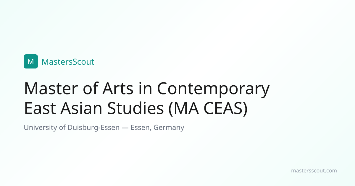 Master of Arts in Contemporary East Asian Studies (MA CEAS) at ...