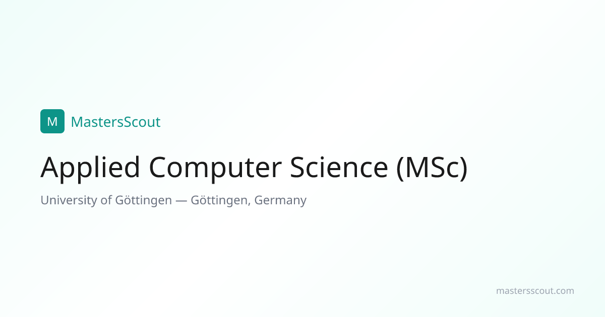 Applied Computer Science (MSc) at University of Göttingen — English ...