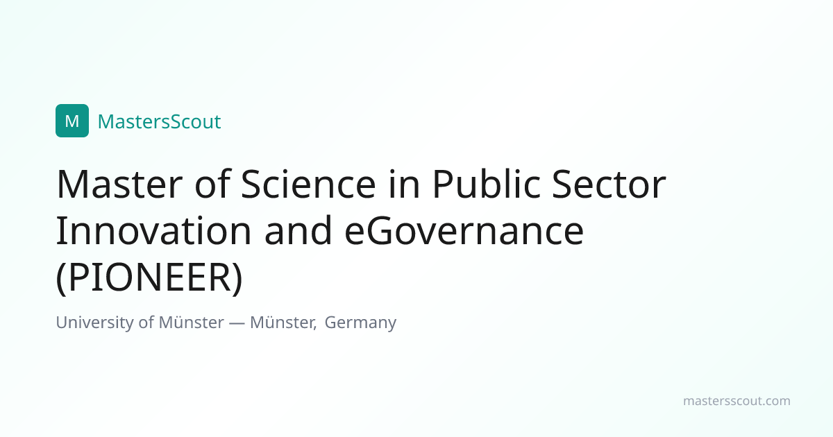 Master of Science in Public Sector Innovation and eGovernance (PIONEER ...